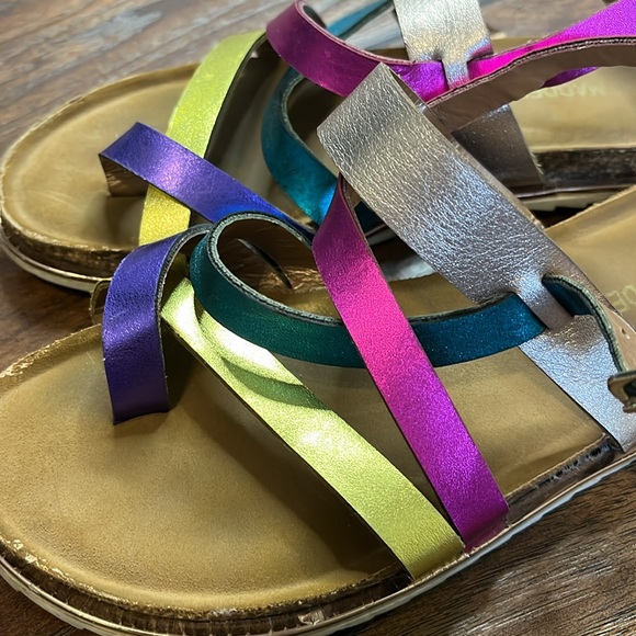 Steve Madden Girls Mistling Iridescent Multi Color Strappy Softbed Sandals Sz 13 - Picture 4 of 8